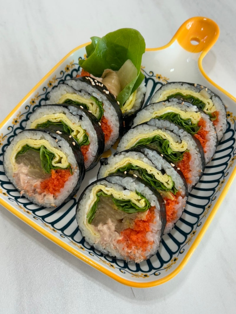 날치알묵참김밥 만들기 레시피! 날치알 톡톡!!식물원김밥