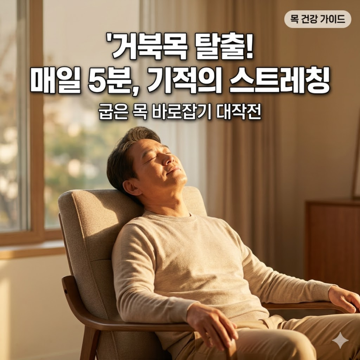  거북목 교정 운동, 뒷목 뻐근할 때 5분만 투자하면 일자목 통증 싹 사라집니다