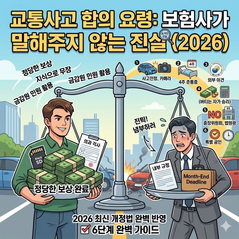 [2026년 최신] 교통사고 합의 요령: 보험사가 절대 말해주지 않는 합의금의 진실 6가지
