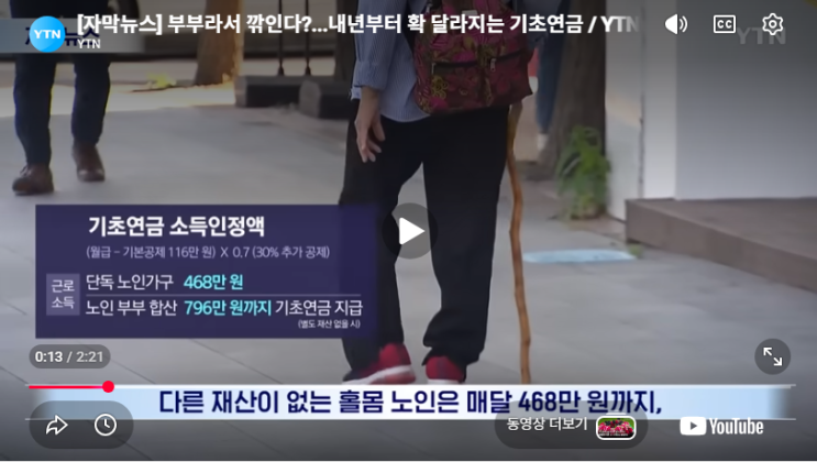  [자막뉴스] 부부라서 깎인다?...내년부터 확 달라지는 기초연금 [YTN뉴스]