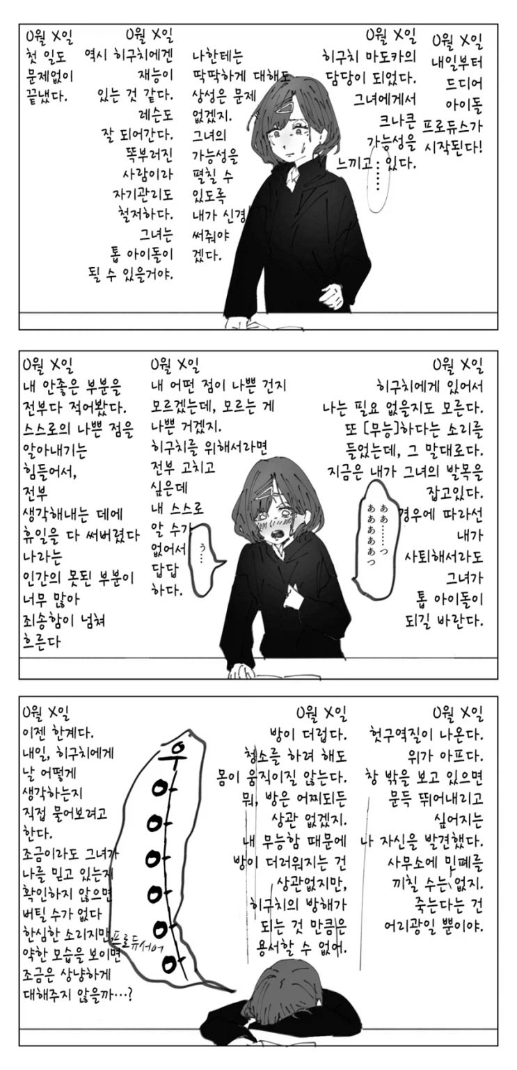  프로듀서의 일기를 본 마도카.manhwa