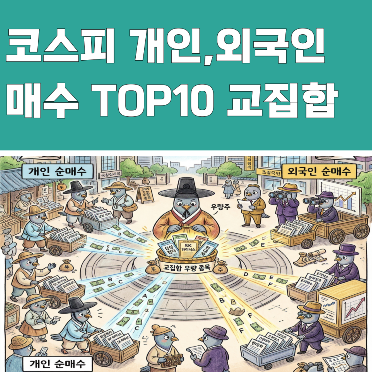  코스피 "개인 VS 외국인" 순매수 TOP10 교집합 종목은