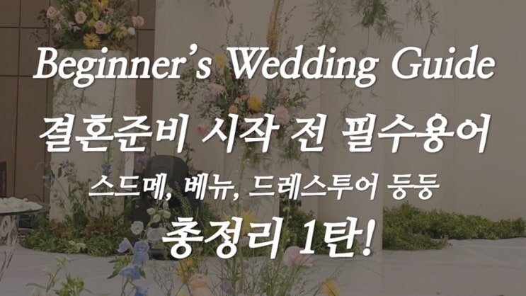  [웨딩가이드] 결혼준비 시작 전 필수용어 정리 1탄 (스드메, 베뉴, 드레스투어 총 정리)