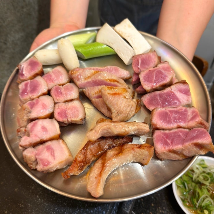  해운대 장산역 맛집 도쿄장작, 참나무 장작구이 삼겹살과 뭉티기 조합