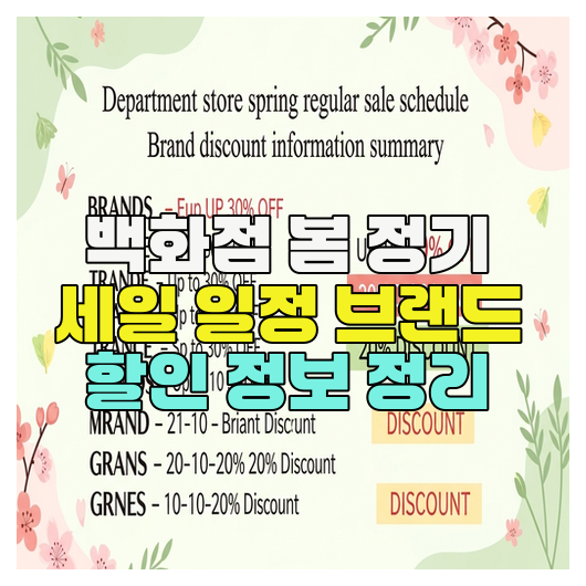 백화점 봄 정기 세일 일정 브랜드 할인 정보 정리