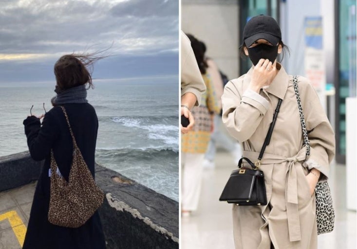 호피 다시 유행? 연예인 송혜교 10만원대 호피가방 어디꺼? 브랜드 '애니빙 레오파드' 숄더백 ....