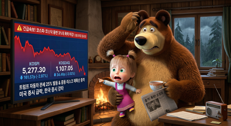   2026년 3월 30일(월) 국내 증시 마감 브리핑 | 코스피 5,277선 급락, 코스닥도 3% 동반 하락
