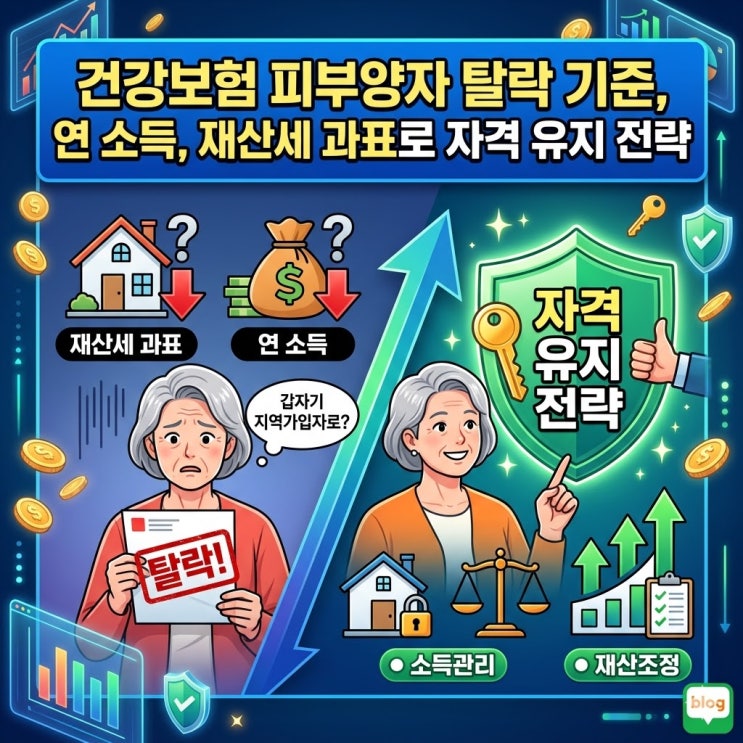  건강보험 피부양자 탈락 기준, 연 소득, 재산세 과표로 자격 유지 전략