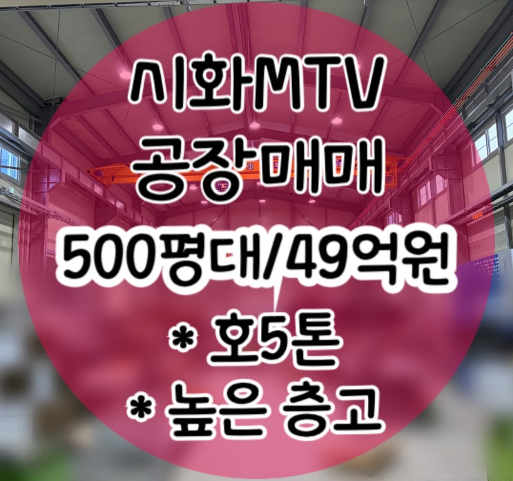  시화공단 공장 매매 500평 신축공장 매매, 진출입 원활, 깔끔한 컨디션, 임대수익 가능 -시화공단 부동산-