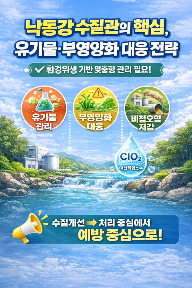   낙동강 수질관리의 핵심, 유기물·부영양화 대응 전략 – 퓨어오투 이산화염소수 기반 환경위생관리 방향