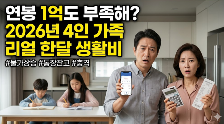  "연봉 1억도 부족하다니"...2026년 4인 가족, 통장 잔고 보고 충격