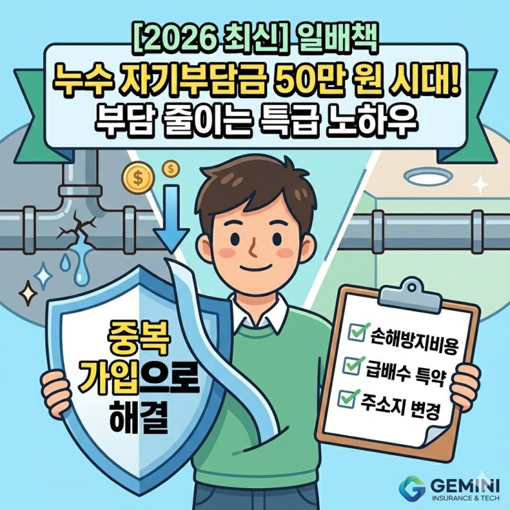  2026 최신 일배책 누수 자기부담금 50만 원? 내 돈 0원으로 완벽 방어하는 꿀팁!