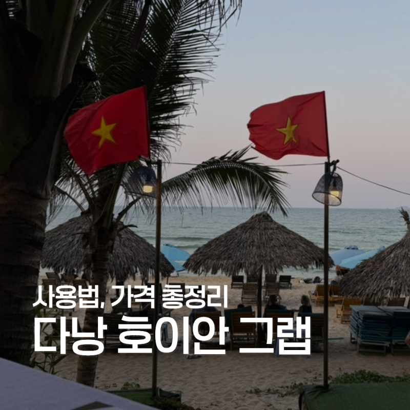 다낭 호이안 그랩 사용법 비용 가격 총정리 (한시장, 미케비치,호이안올드타운, 안방비치, 오....