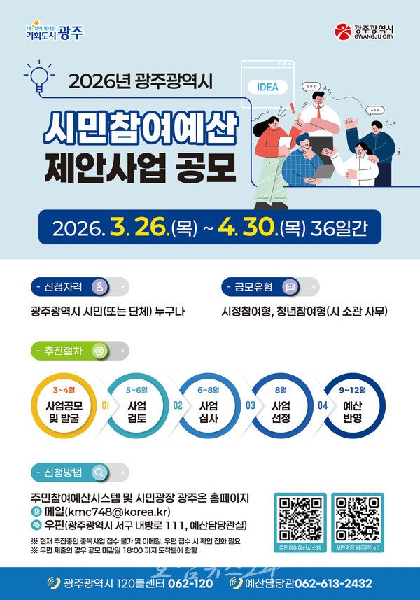  광주시, 4월 30일까지 ‘시민참여예산 제안’ 공모