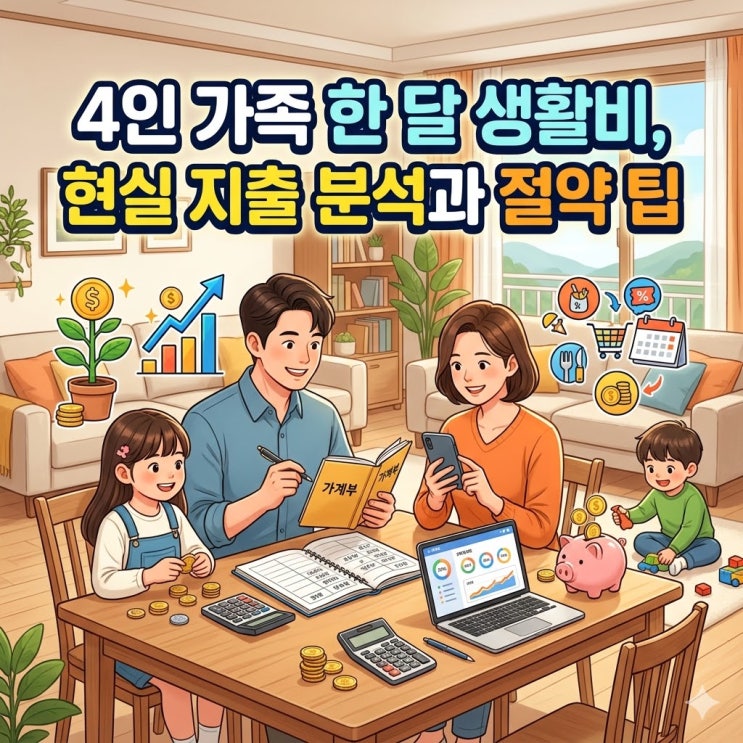  4인 가족 한 달 생활비, 현실 지출 분석과 절약 팁