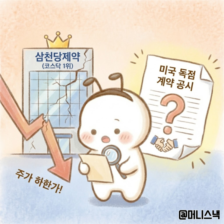 코스닥 1위 삼천당제약 주가 하한가 이유는 미국 독점 계약 공시?