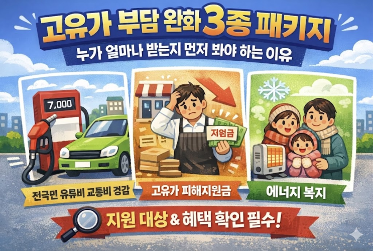  고유가 피해지원금, 에너지 복지, 유류비 경감 고유가 부담 완화 3대 패키지, 누가 얼마나 받는지 먼저 봐야 하는 이유
