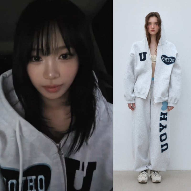 르세라핌 채원 패션 손민수 후드집업 조거팬츠 세트 더오유