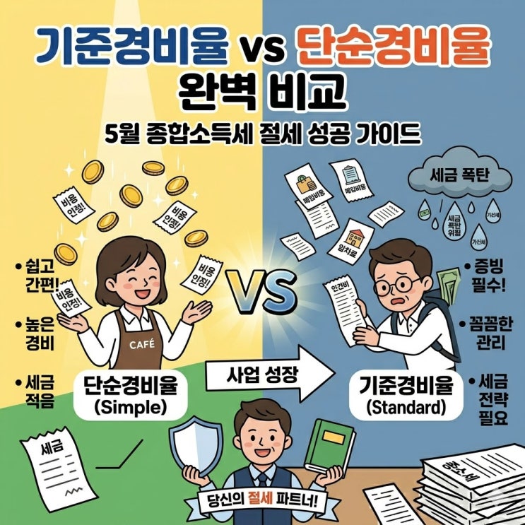  기준경비율 vs 단순경비율 완벽 비교: 5월 종소세 '이것' 모르면 세금 폭탄 맞습니다