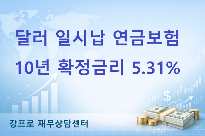 달러 일시납 연금보험 | 10년 확정금리 5.31% 적용 시 10년 뒤 얼마 받을까