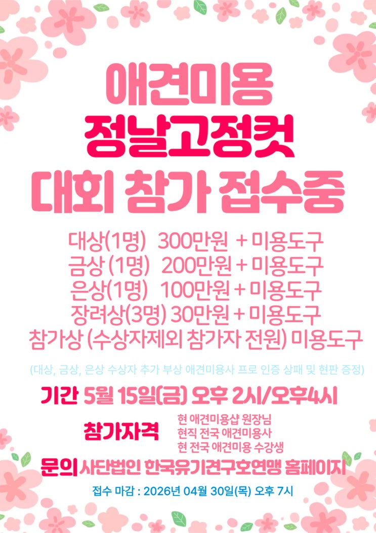  애견미용정날고정컷대회 실력으로 증명하는 무대