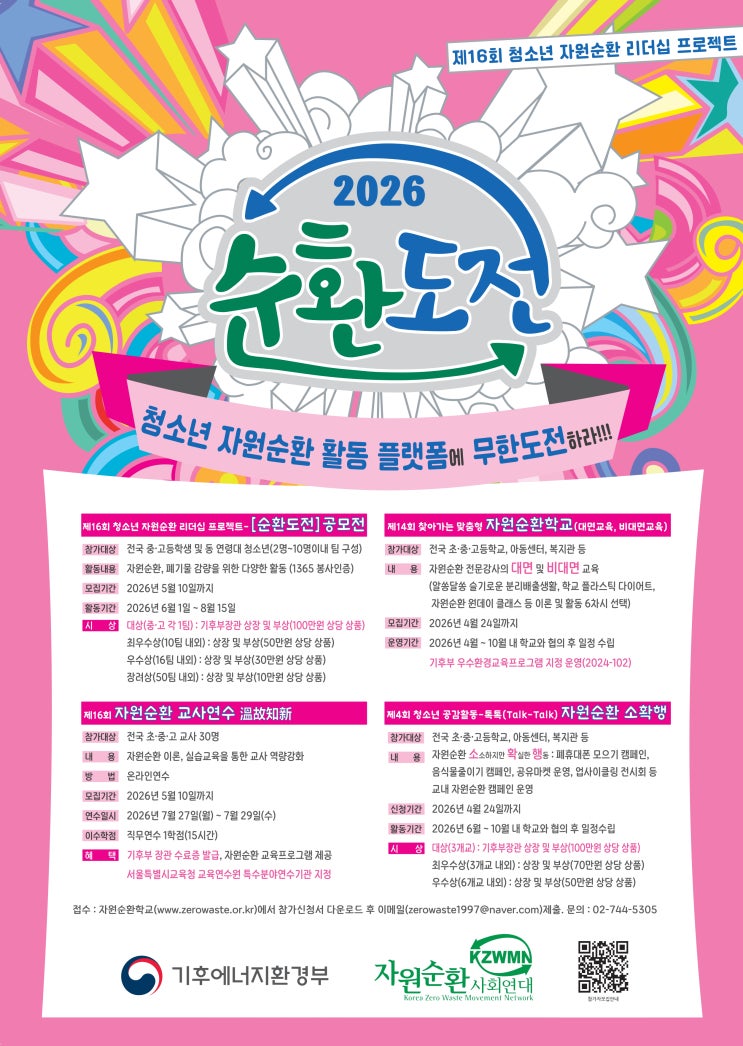 [청소년 대외활동] 순환도전! 자원지키고 기후위기 극복하자, 자원순환사회연대 순환도전 프로젝트 개최