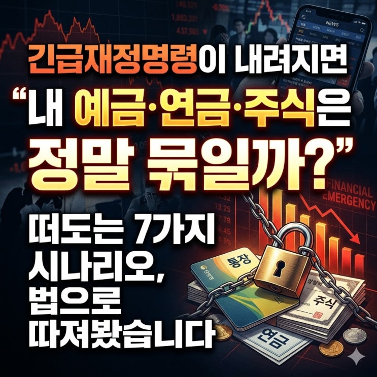 긴급재정명령이 내려지면 내 예금·연금·주식은 정말 묶일까? 떠도는 7가지 시나리오, 법으로 따져봤습니다