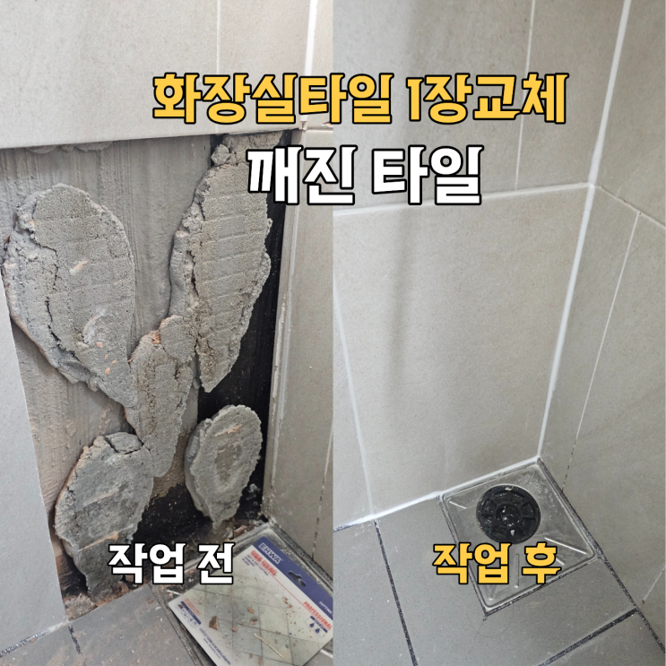  송도 화장실타일 1장교체, 깨진 타일 보수