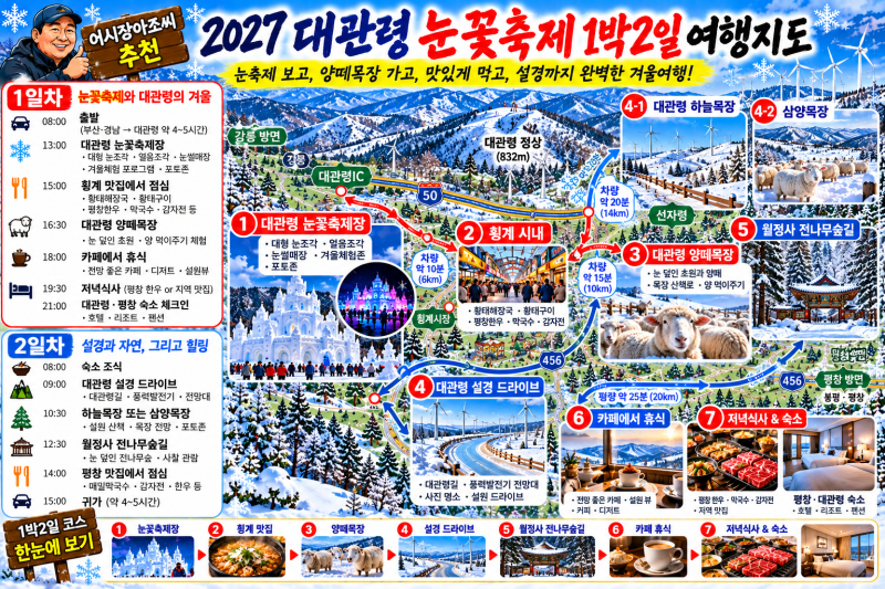 ❄️ 강원도 겨울축제 5편 / 2027 대관령 눈꽃축제｜눈축제 보고 양떼목장까지, 겨울 평창 제....
