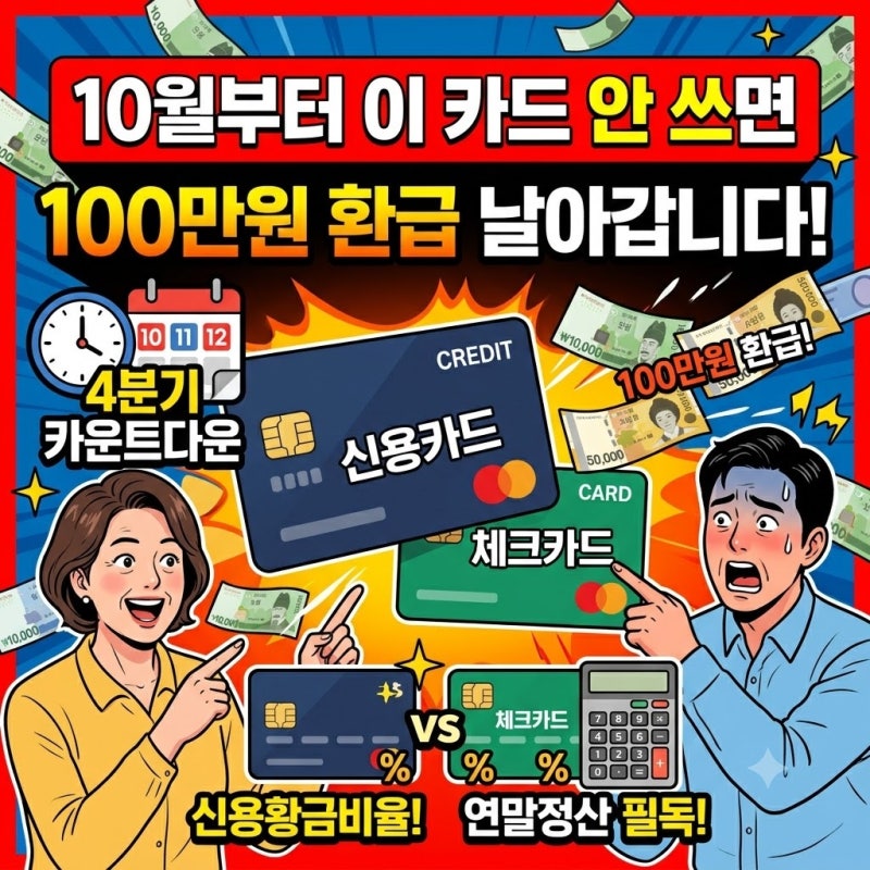 "10월부터 이 카드 안 쓰면 100만원 환급 날아갑니다" 연말정산 신용카드 vs 체크카드 4분기 황....