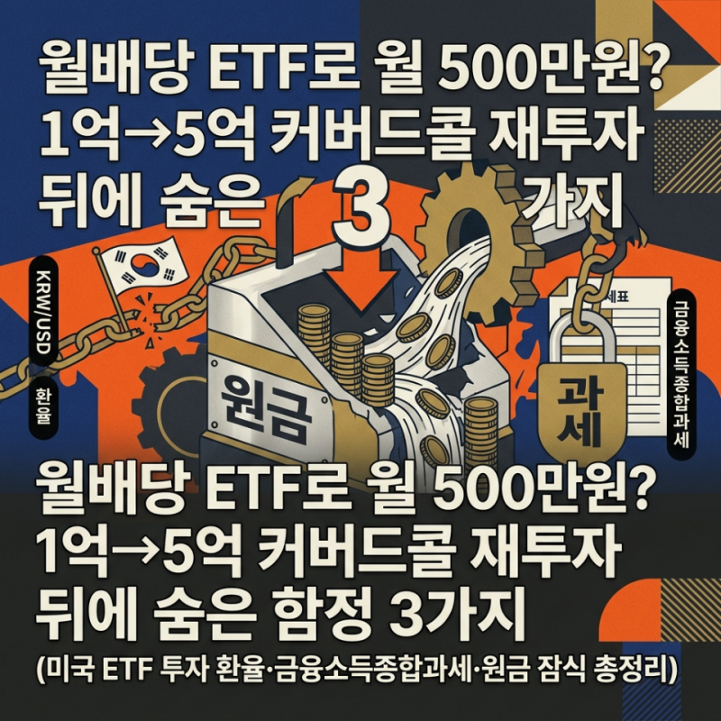 월배당 ETF로 월 500만원? 1억→5억 커버드콜 재투자 뒤에 숨은 함정 3가지 (미국 ETF 투자 환율·....