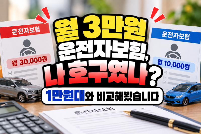 “월 3만원 운전자보험, 나 호구였나?” 1만원대와 비교해봤습니다