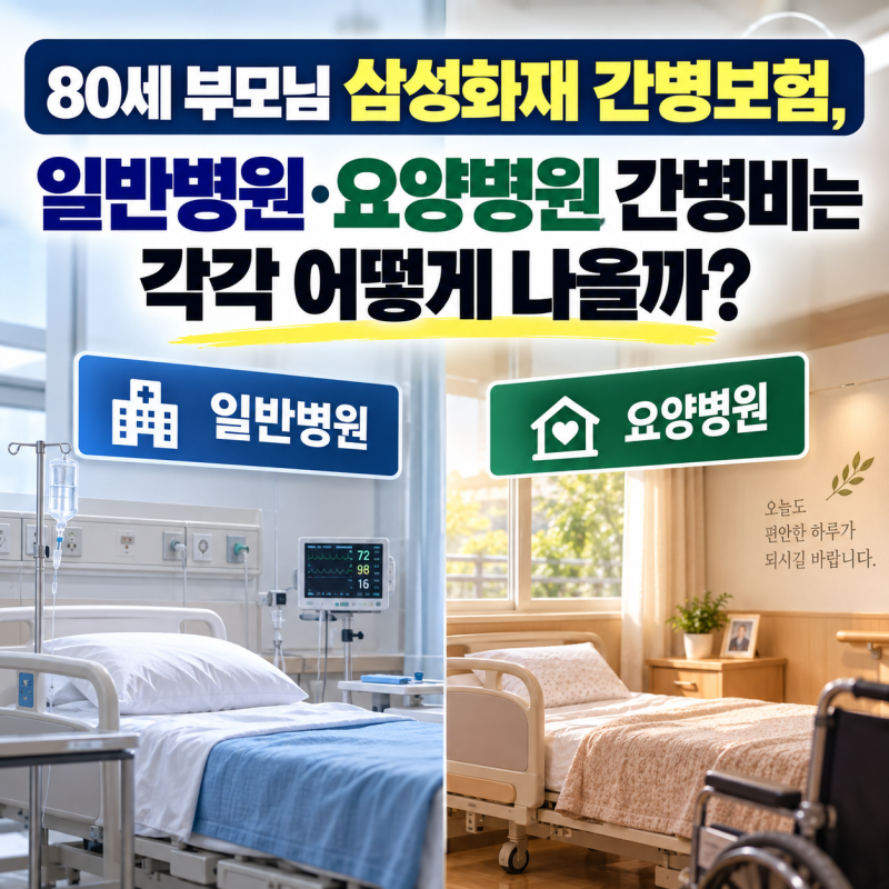 80세 부모님 삼성화재 간병보험, 일반병원·요양병원 간병비는 각각 어떻게 나올까?