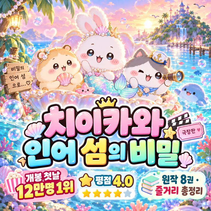 극장판 치이카와 인어 섬의 비밀 개봉 첫날 12만명 1위, 평점 4.0·원작 8권·줄거리 총정리