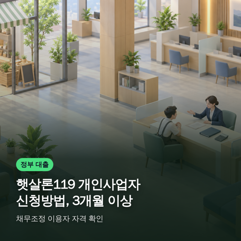 햇살론119 개인사업자 신청방법, 3개월 이상 채무조정 이용자 자격 확인
