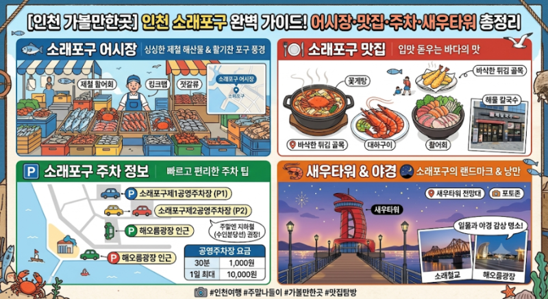 [인천 가볼만한곳] 인천 소래포구 완벽 가이드! 어시장·맛집·주차·새우타워 총정리