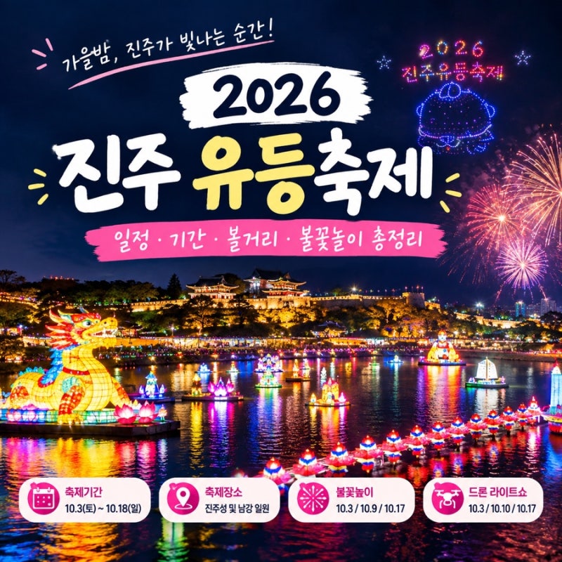 2026 진주 유등축제 총정리｜진주남강유등축제 일정, 기간, 볼거리, 불꽃놀이