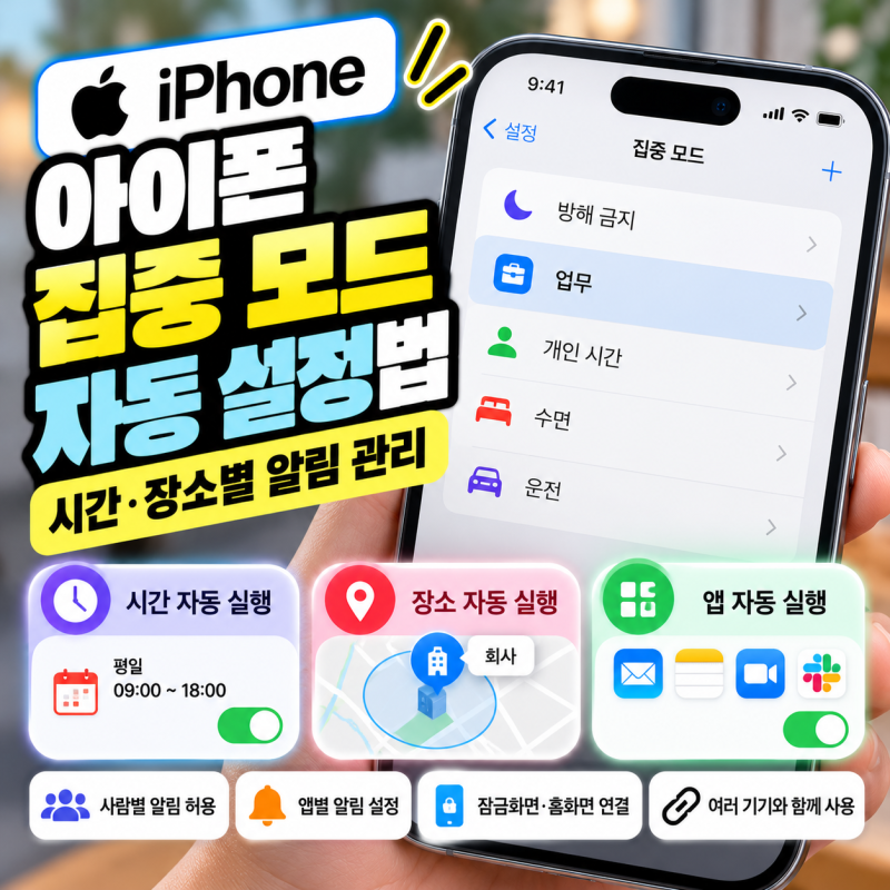 아이폰 집중 모드 자동 설정법｜시간·장소별 알림 관리
