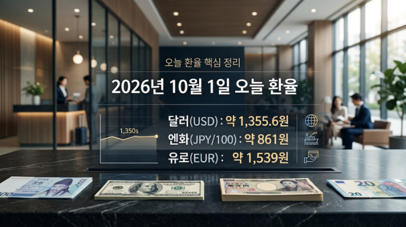 2026년 10월 1일 오늘 환율｜원달러 환율·엔화·유로 환율 정리