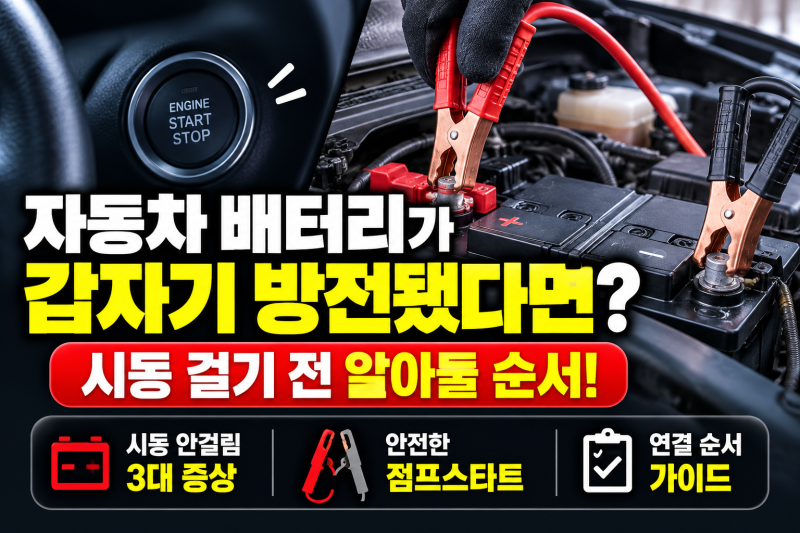 자동차 배터리가 갑자기 방전됐다면? 시동 걸기 전 알아둘 순서! 자동차 시동 안걸림 3대 증....