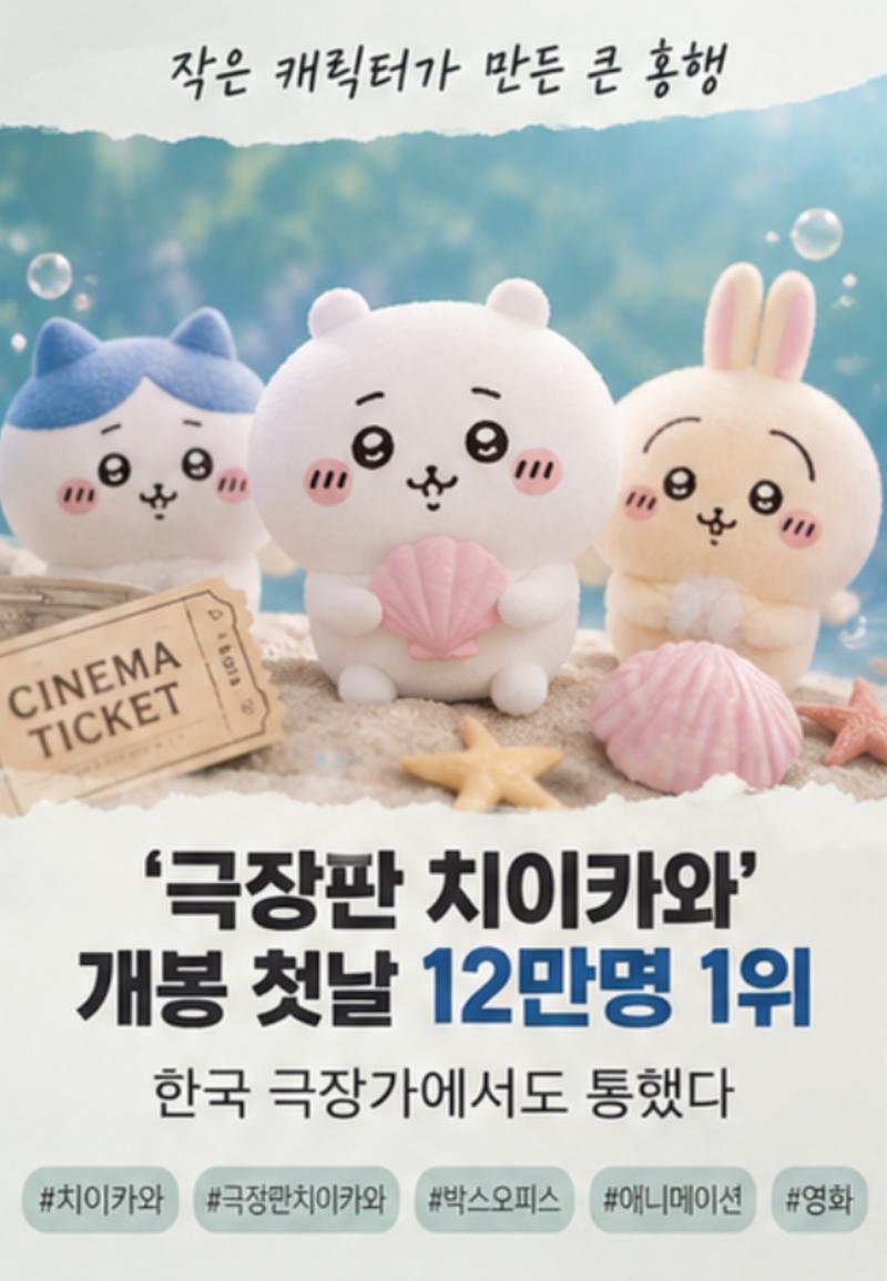 ‘극장판 치이카와’ 개봉 첫날 12만명 1위…한국 극장가에서도 통했다