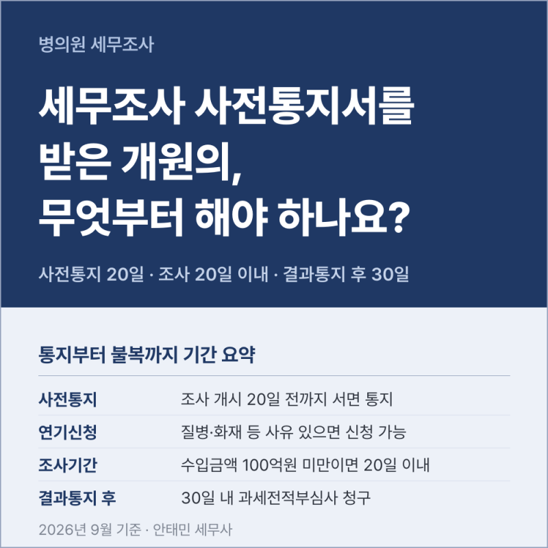 세무조사 사전통지서를 받은 원장님, 무엇부터 해야할지 알려드립니다.