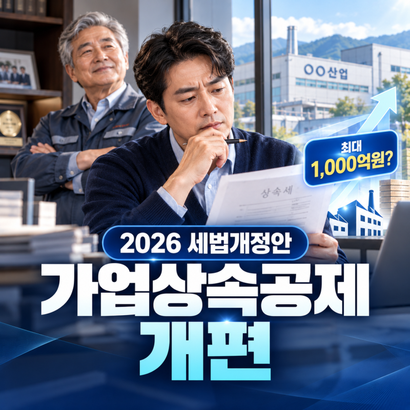가업상속공제 2026 세법개정안, 최대 1,000억원까지 확대되나?
