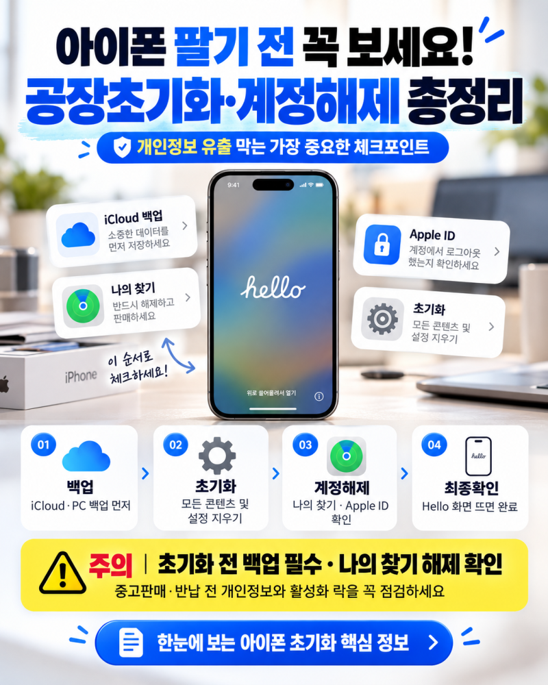 아이폰 팔기 전 꼭 확인하세요! 개인정보 지우는 공장초기화부터 나의 찾기 해제까지