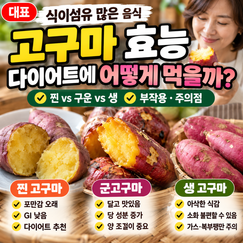 식이섬유많은음식 고구마효능,부작용 먹는법 정리