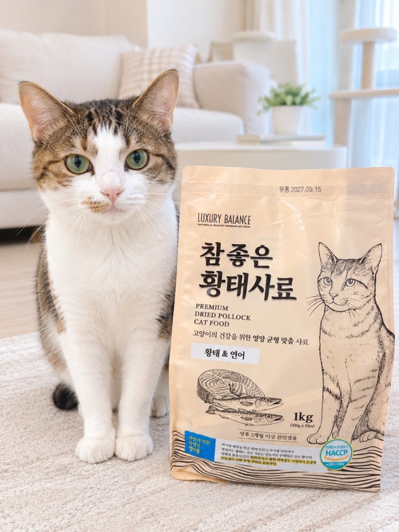 럭셔리발란스 참좋은 고양이 황태사료 황태 가수분해 연어 고양이 사료 실제 급여 후기