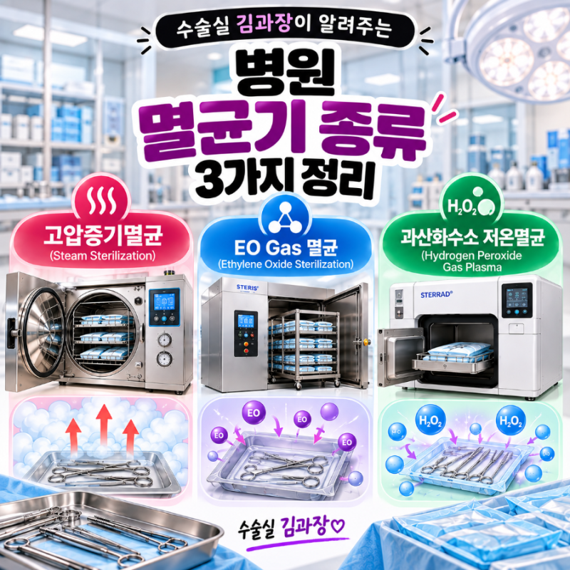 공급실 멸균기 종류 정리｜고압증기·EO Gas 이오가스·과산화수소 플라즈마 저온멸균