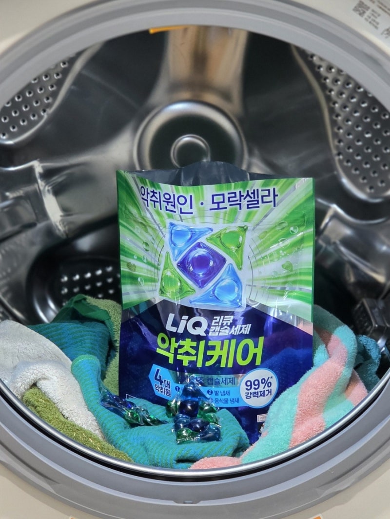 리큐 모락셀라 악취케어 실내건조 캡슐세제로 수건 냄새, 빨래 쉰내 제거