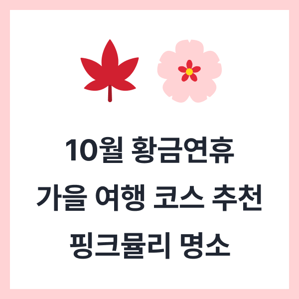 10월 개천절·한글날 황금연휴! 핑크뮬리까지 즐기는 가을 여행 코스 추천