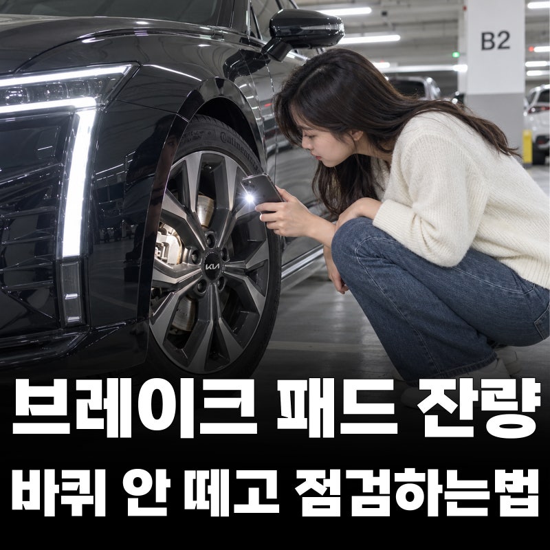 브레이크 패드 잔량 바퀴 안 떼고 점검하는 방법